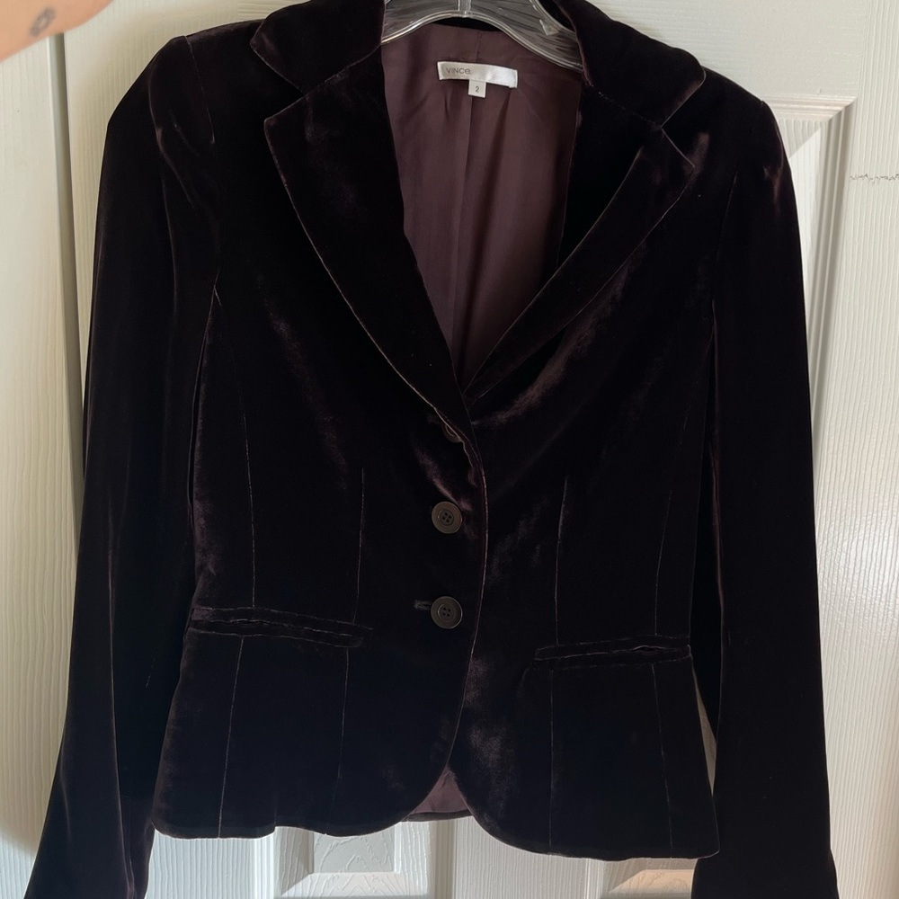 Burgundy Velvet Vince Blazer